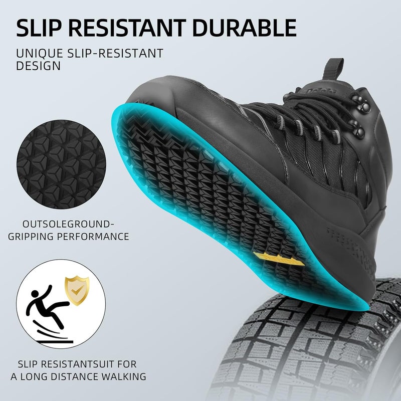 Delobi Store Men's Slip Resistant Waterproof Boots - Comfortable & Ankle Support Work Shoes for Restaurant, Casual, Hiking & Work - Zapatos Trabajo - Image 3